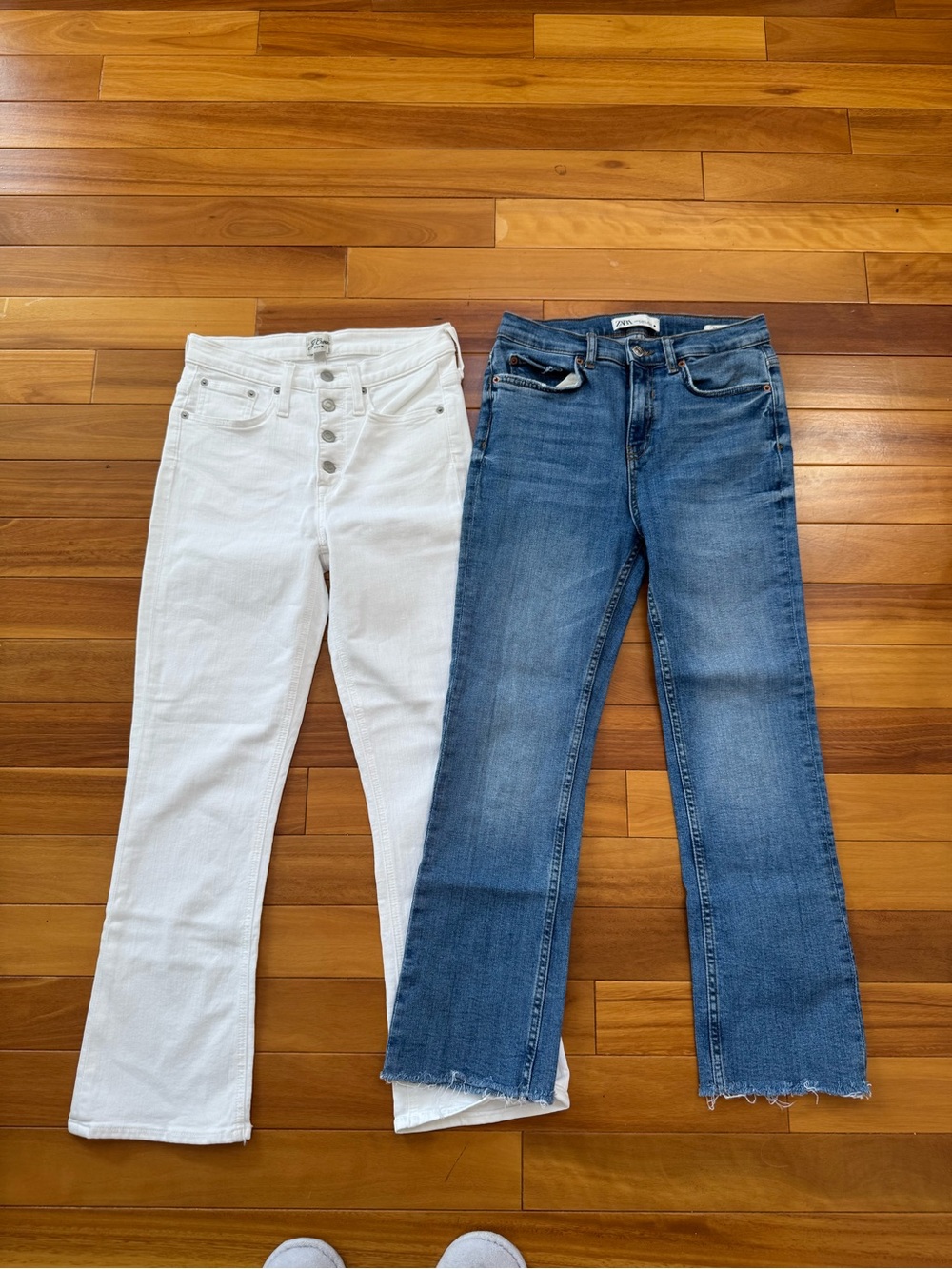 J. Crew White High-Rise Button-Fly Straight Leg Jeans